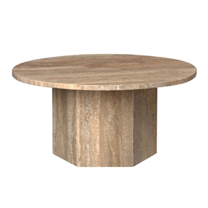 GUBI Epic Coffee Table Round Ø80 Warm Taupe Travertine