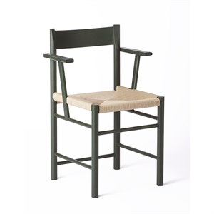 Brdr. Krüger F-Dining Chair with Armrests Ash Wood Dark Green Lacquered
