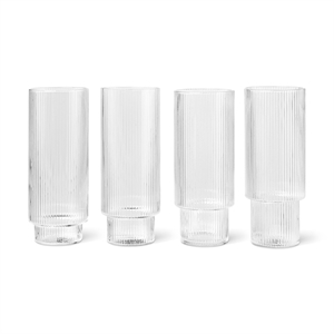 Ferm Living Ripple Long Drinking Glass Set of 4 Clear