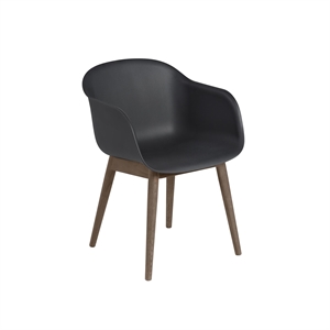 Muuto Fiber Dining Chair w. Armrests and Wood Base Dark Brown