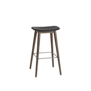 Muuto Fiber Bar Stool M. Wood Base Black/ Dark Brown H76 cm