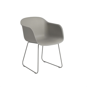 Muuto Fiber Dining Chair w. Armrests and Sled Base Gray