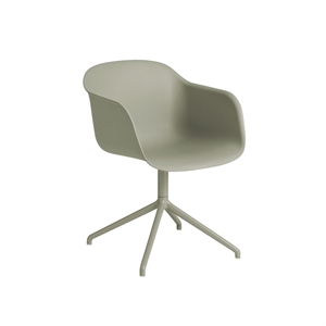 Muuto Fiber Dining Chair w. Armrests and Swivel Base Dusty Green