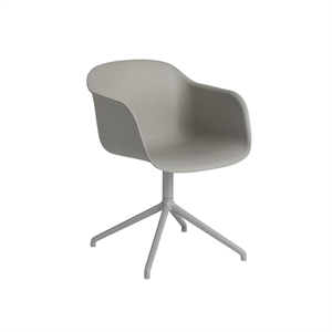Muuto Fiber Dining Chair w. Armrests and Swivel Base Gray
