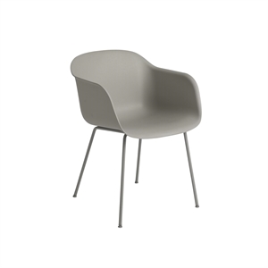 Muuto Fiber Dining Chair w. Armrests and Tube Base Gray
