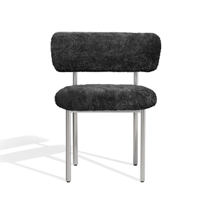 Møbel Copenhagen Font Dining Chair Sheepskin Gray/Polished Steel Frame