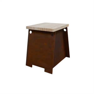 Frama 64 Side Table Corten Steel/Travertine