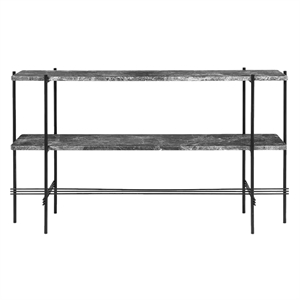 Gubi TS Console Table H72 With 2 Shelves and Tray Black/ Grey Emperador