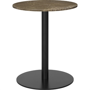 GUBI 1.0 Dining Table Round Ø60 cm w. Black Base and Brown Emperador Marble Top