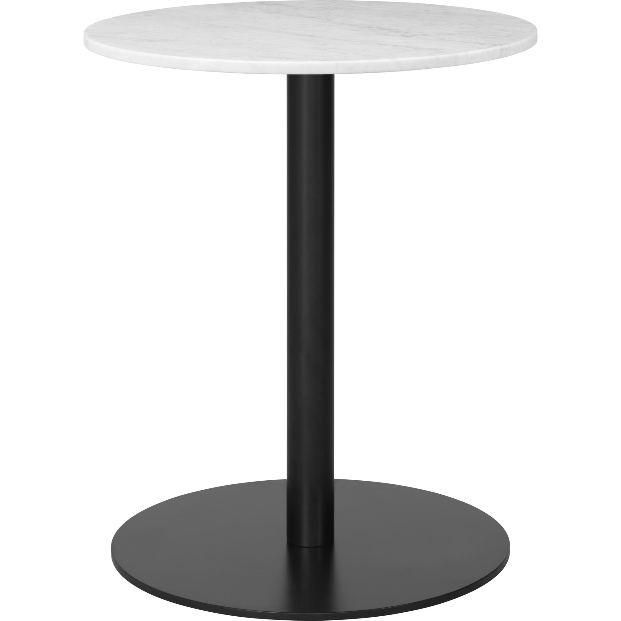 GUBI 1.0 Dining Table Round Ø60 cm w. Black Base and White Carrara Marble Top