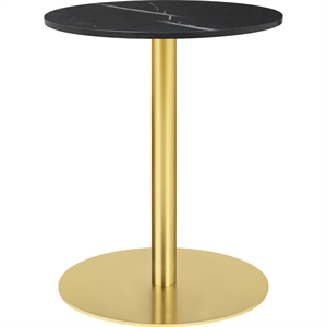 GUBI 1.0 Dining Table Round Ø60 cm w. Brass Base and Black Marquina Marble Top