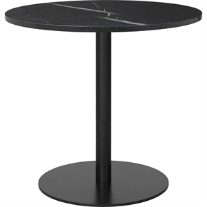 GUBI 1.0 Dining Table Round Ø80 cm w. Black Base and Black Marquina Marble Top