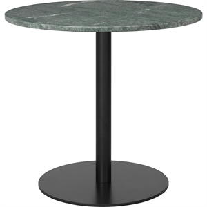 GUBI 1.0 Dining Table Round Ø80 cm w. Black Base and Green Guatemala Marble Top