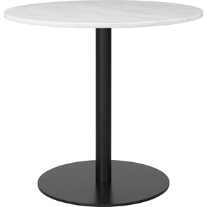 GUBI 1.0 Dining Table Round Ø80 cm w. Black Base and White Carrara Marble Top