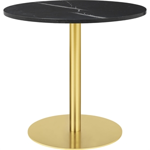 GUBI 1.0 Dining Table Round Ø80 cm w. Brass Base and Black Marquina Marble Top