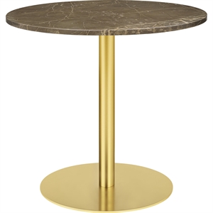 GUBI 1.0 Dining Table Round Ø80 cm w. Brass Base and Brown Emperador Marble Top