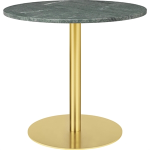 GUBI 1.0 Dining Table Round Ø80 cm w. Brass Base and Green Guatemala Marble Top