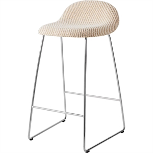 Gubi 3D Bar Stool H65 Stainless Steel/Lupo Special Diagonal Bouclé/Dedar 009