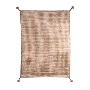 Woodnotes Grid Hand-knotted Wool Carpet 140 x 200 cm White/ Camel