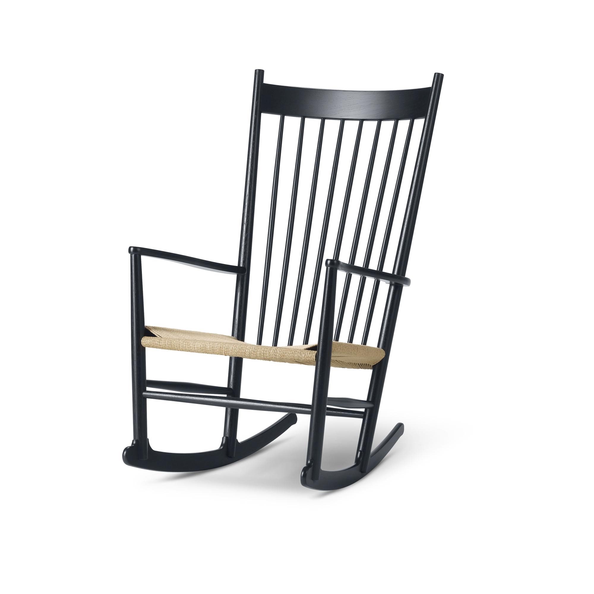 Fredericia Furniture J16 Rocking Chair Black Lacquered Oak/Paper Yarn