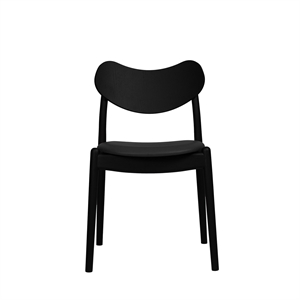 Ro Collection Hybrid Dining Chair Upholstered Seat Black Lacquered Beech/ Black Leather