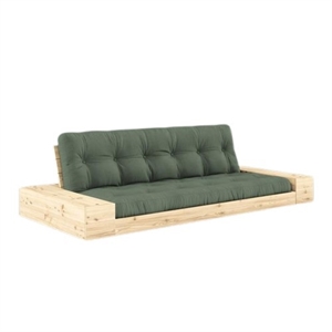 Karup Base Sofa Bed With Side Box & 5-Layer Mattress Clear/ Olive Green