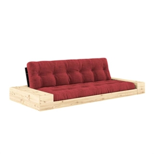 Karup Base Sofa Bed With Side Box & 5-Layer Mattress Black Night/Ruby Red