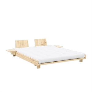 Karup Social Bed Frame With 2 Backrests & Side Table 160x200 Raw