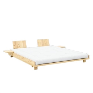 Karup Social Bed Frame With 2 Backrests & Side Table 180x200 Raw