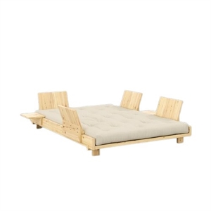 Karup Social Sofa Bed With 4 Backrests, Side Tables & Mattress 140x200 Beige/Raw