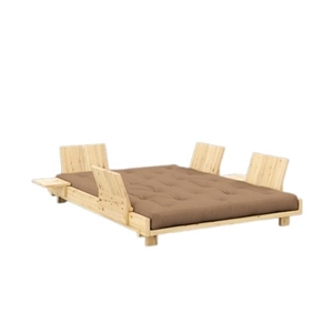 Karup Social Sofa Bed With 4 Backrests, Side Tables & Mattress 140x200 Mocca/Raw