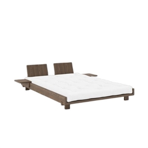 Karup Social Bed Frame With 2 Backrests & Side Table 140x200 Carob Brown