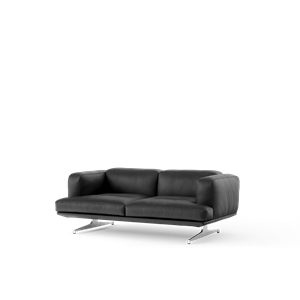 &Tradition Inland AV22 2-Seater Sofa Black Leather/Polished Aluminum
