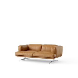 &Tradition Inland AV22 2-Seater Sofa Cognac Leather/Polished Aluminum