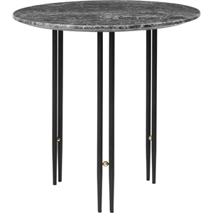 GUBI IOI Coffee Table Round Ø50 cm w. Black Base and Gray Emperador Marble Top
