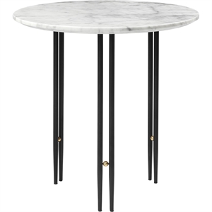 GUBI IOI Coffee Table Round Ø50 cm w. Black Base and White Carrara Marble Top