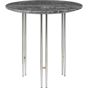 GUBI IOI Coffee Table Round Ø50 cm w. Chrome Base and Gray Emperador Marble Top
