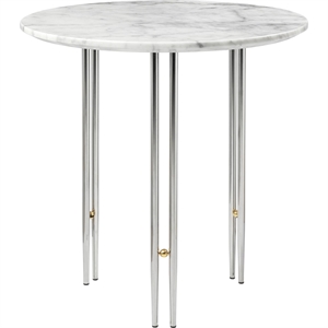 GUBI IOI Coffee Table Round Ø50 cm w. Chrome Base and White Carrara Marble Top