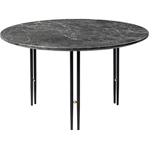 GUBI IOI Coffee Table Round Ø70 cm w. Black Base and Gray Emperador Marble Top