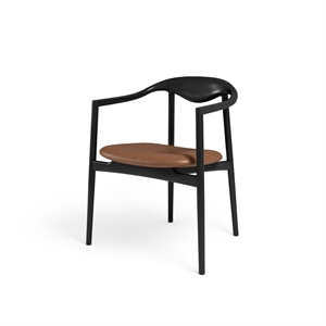 Brdr. Krüger Jari Dining Chair Ash Wood Black Lacquered/Brandy Leather