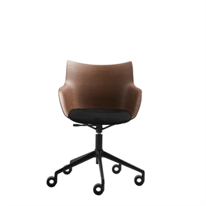 Kartell Q/Wood Office Chair Black/Dark Wood with Black Upholstery