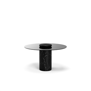 Karakter Castore Dining Table Ø130 Nero Marquina Marble/Smoked Glass