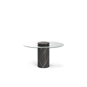 Karakter Castore Dining Table Ø130 Pietra Gray Marble/ Clear Glass