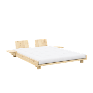 Karup Social Bed Frame With 2 Backrests & Side Table 160x200 Raw