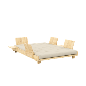 Karup Design Social Sofa Bed with 4 Pcs. Backrest, Side Tables & Mattress 140x200 Beige/ Clear Lacquered