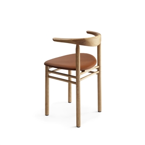 Nikari Linea Collection RMT3 Dining Chair Ash Wood Stained in Oak color/Elmosoft 33004 Leather