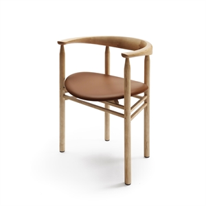 Nikari Linea Collection RMT6 Dining Chair Ash Wood Stained in Oak color/Elmosoft 33004 Leather