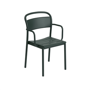 Muuto Linear Steel Dining Chair w. Armrests Dark Green
