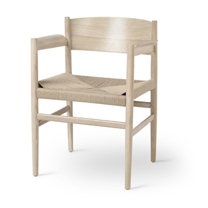 Mater Nestor Dining Chair w. Armrests Matt Lacquered Oak/Paper Yarn