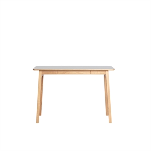 Magnus Olesen Freya Desk Solid Oak Lacquered/Beige Gray Linoleum 4175 Forbo